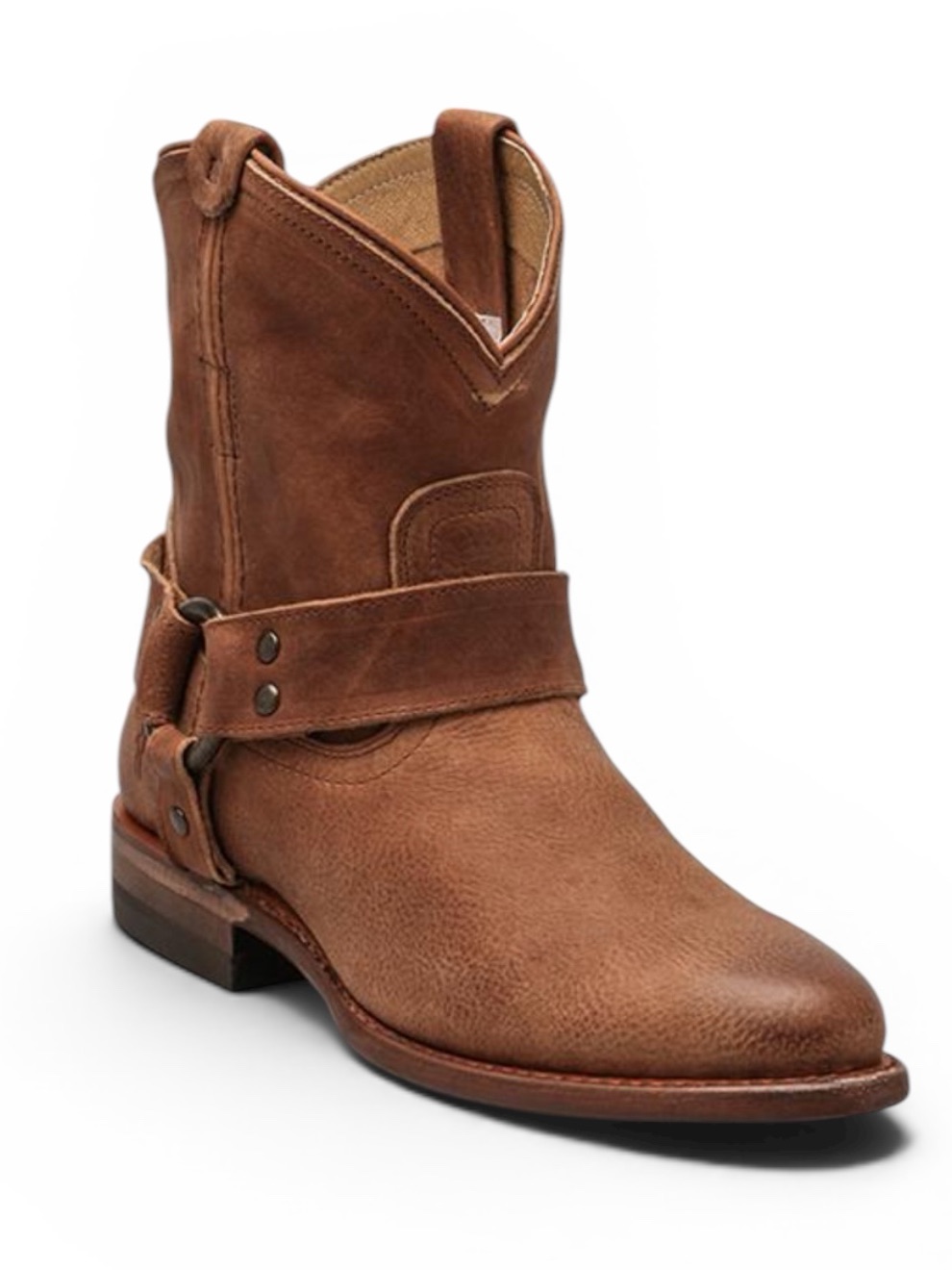 Frye Wyatt Harness Cognac Leather Short Ankle Boot | 9.5